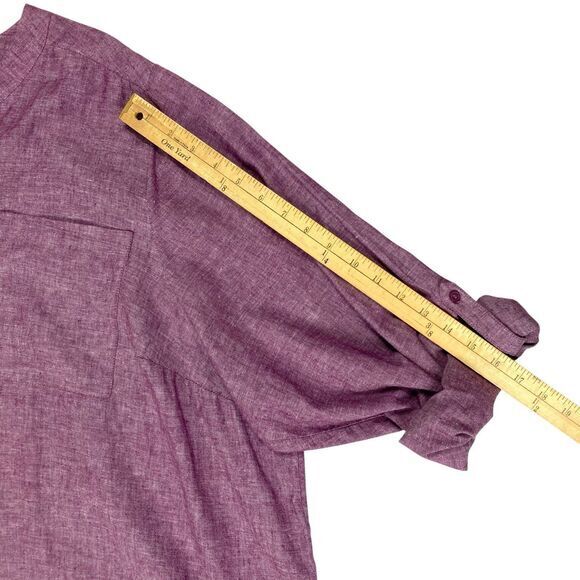 Lane Bryant Linen Blouse Womens Sz 26/28 Burgundy Summer Breathable Casual Chic - Picture 15 of 16